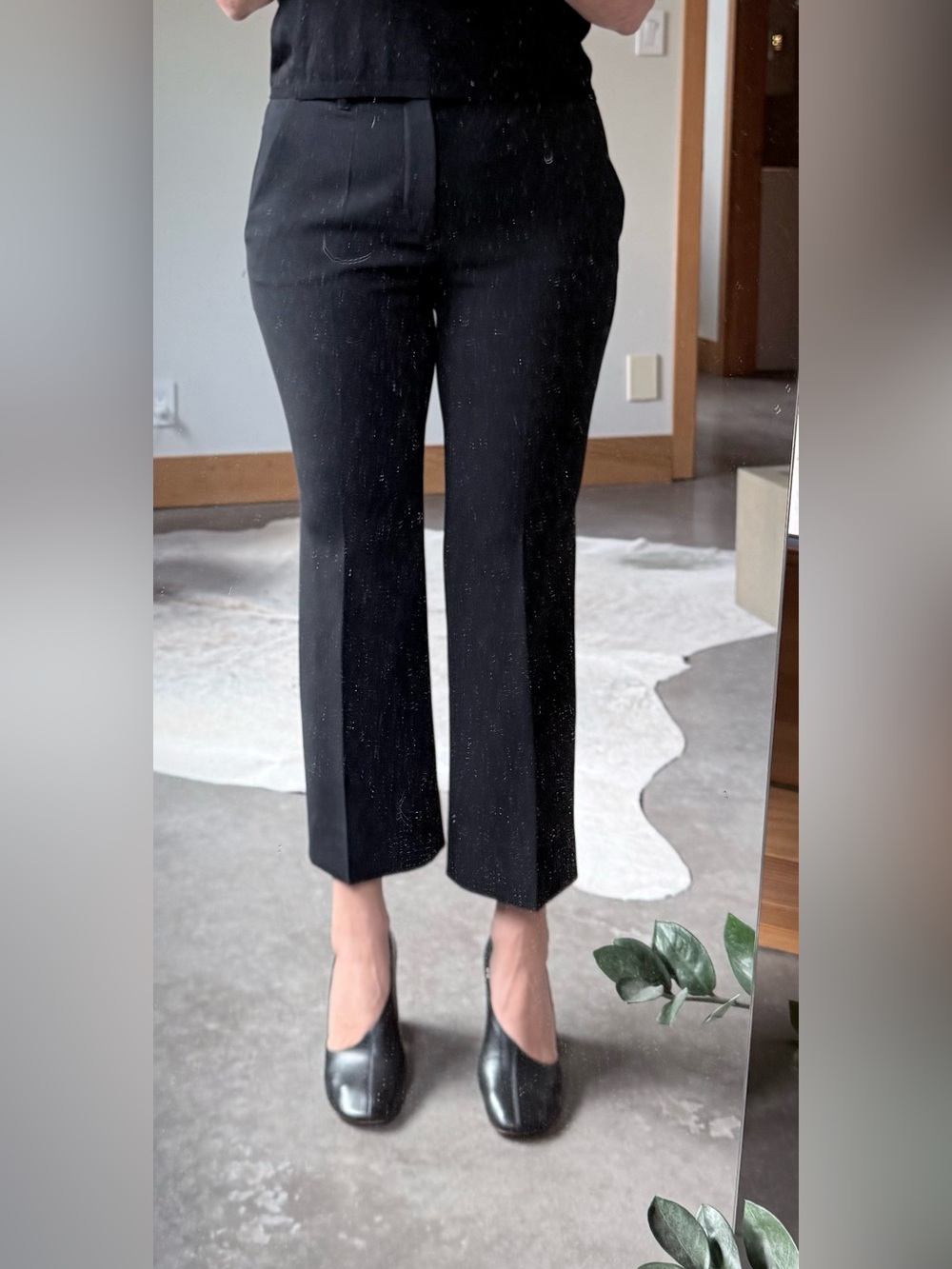 Miu Miu Black Cropped Straight-Leg Dress Pants
